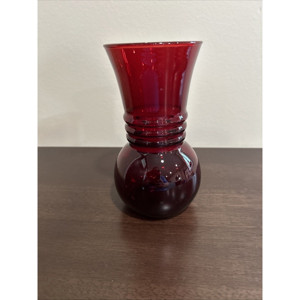 anchor hocking Royal Ruby‎ 6 Vase Vintage Glass